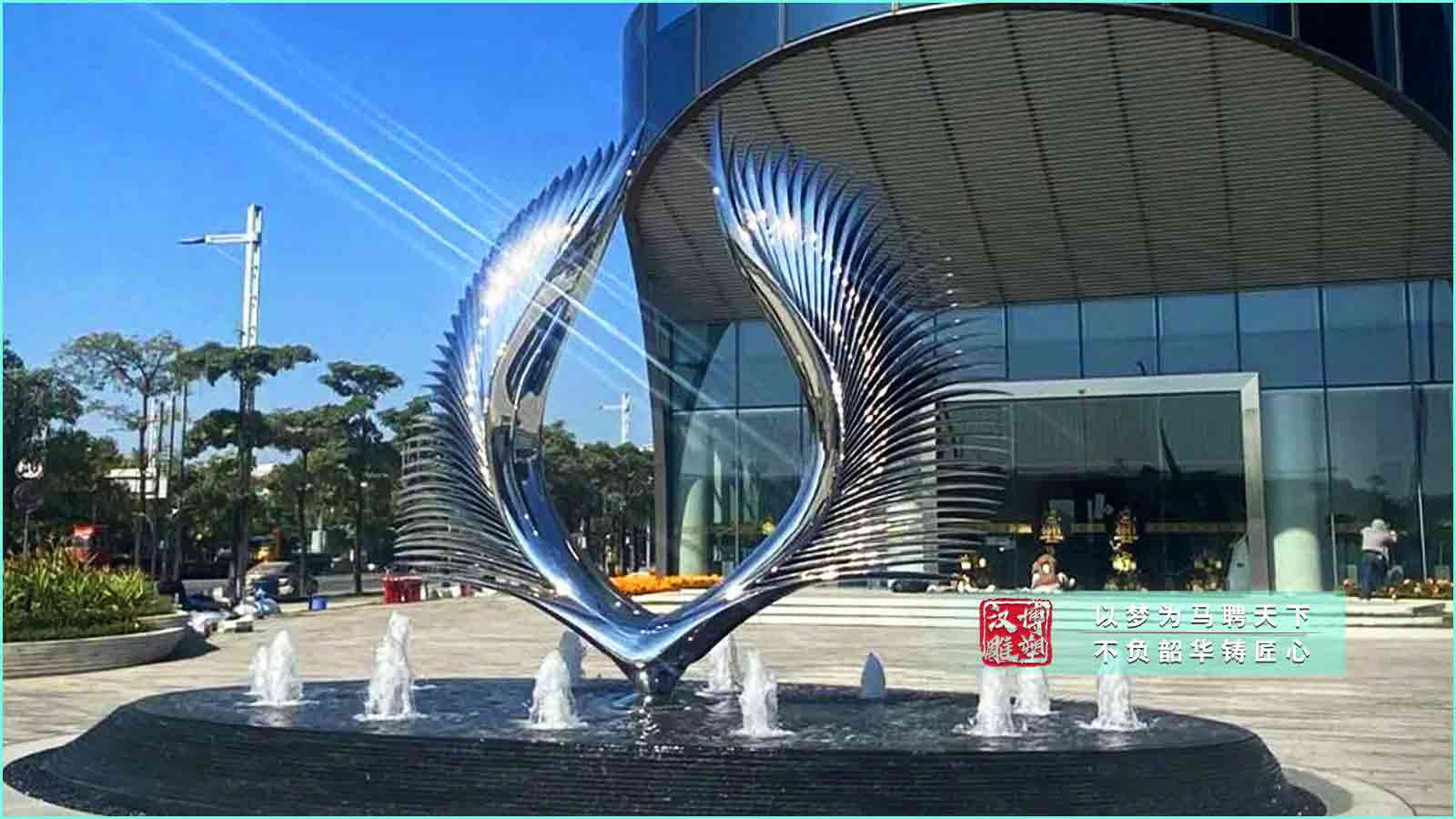 廣場不銹鋼雕塑,庭院鍛造不銹鋼雕塑,創意翅膀不銹鋼雕塑